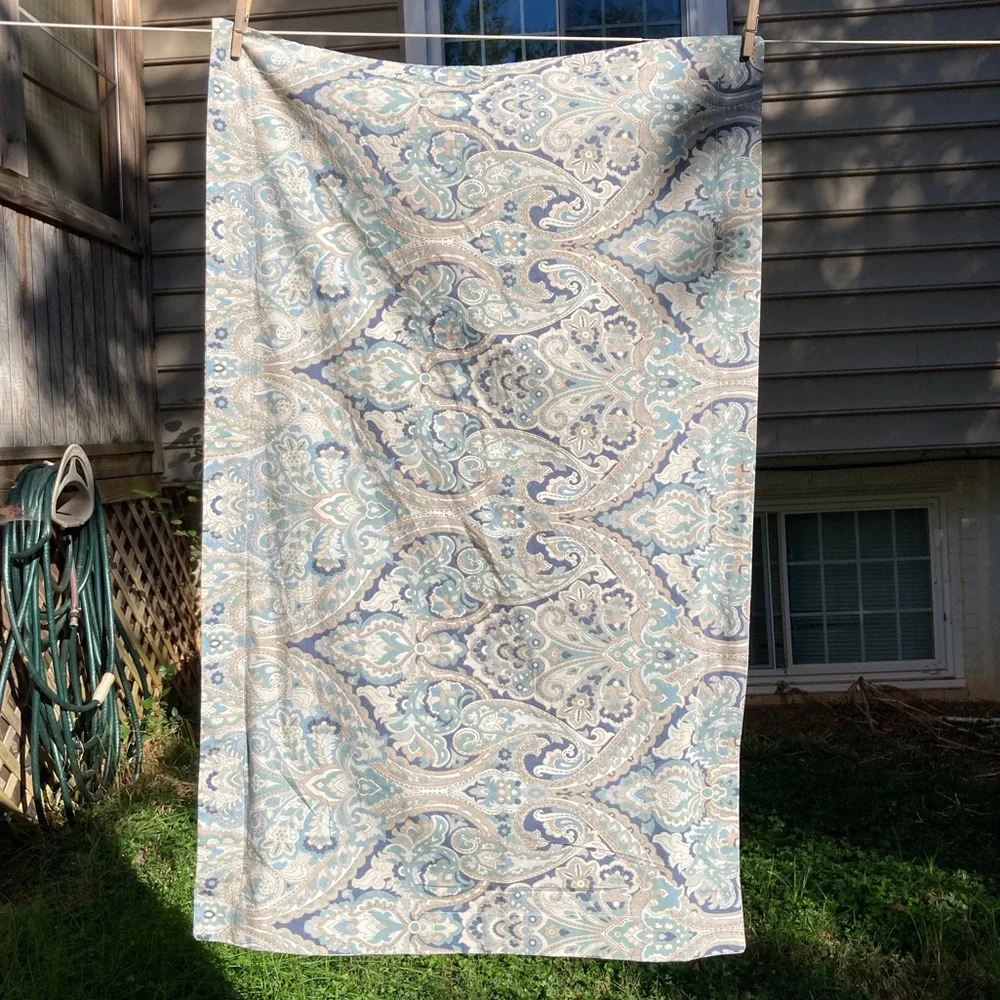 POTTERY BARN Paisley Rosalie Blue Cream Tan Pillow Sham Case Size King